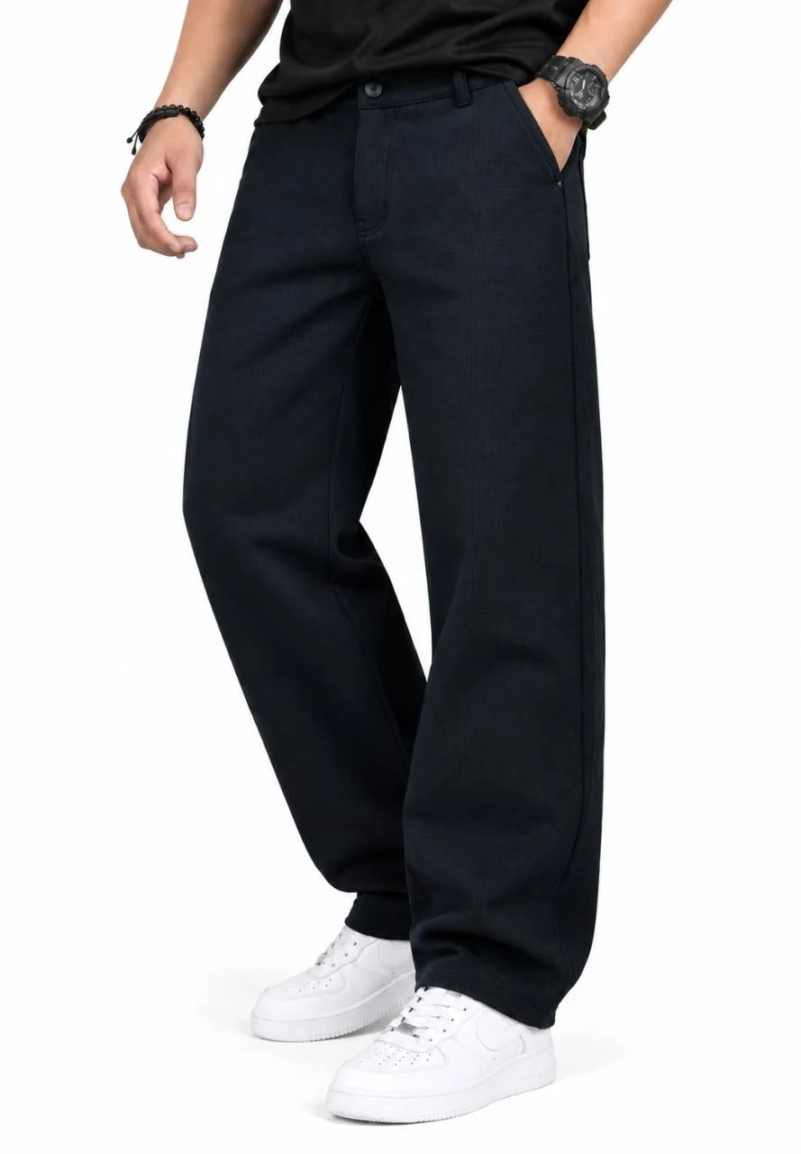 Textured Relaxed Pants - Midnight