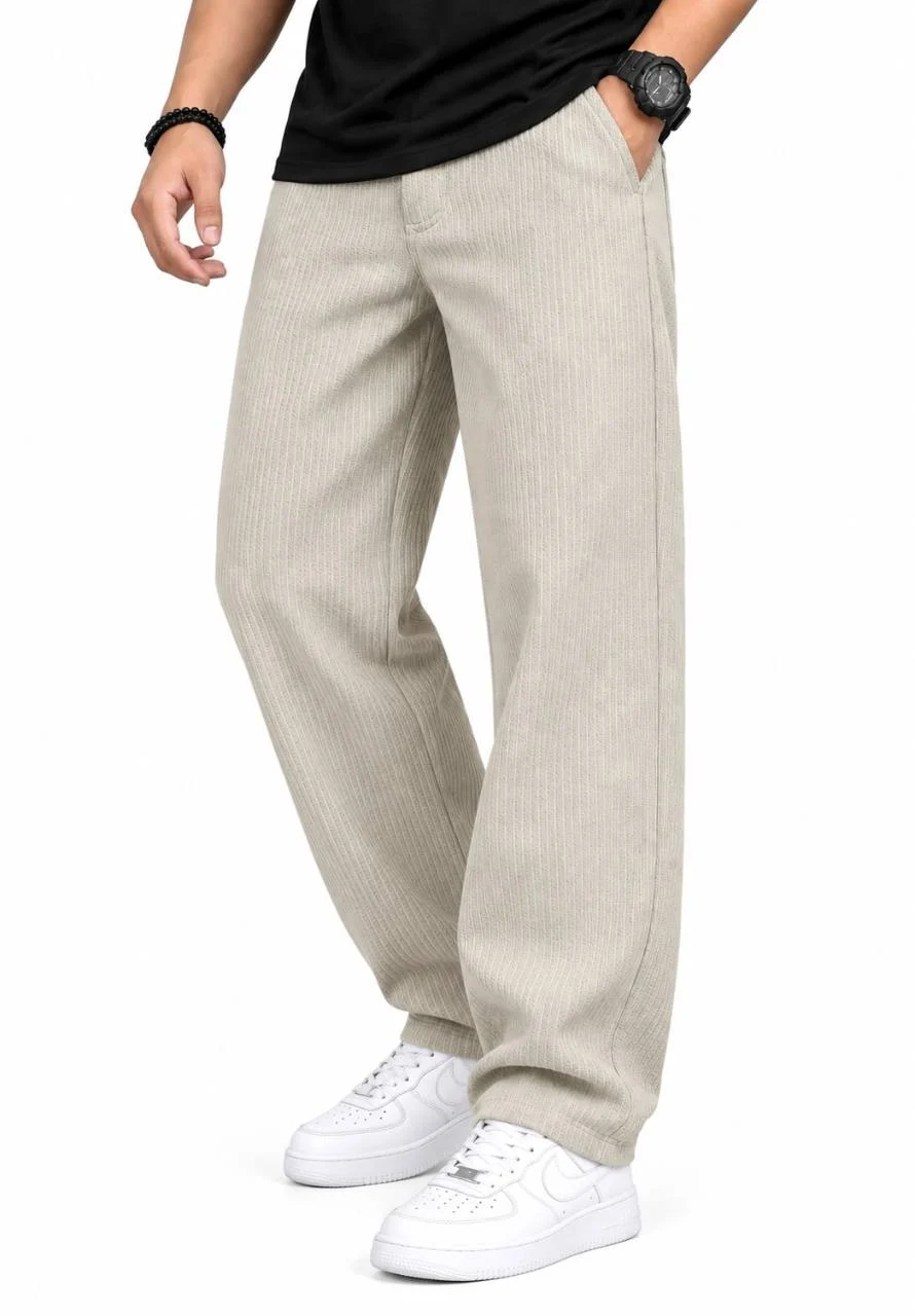 Textured Relaxed Pants - Stone